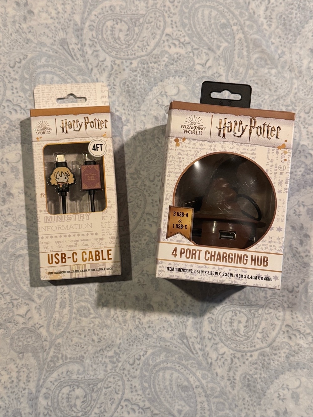 Harry Potter 4ft USB-C Cable and a Sorting Hat 4 Port Charging Hub